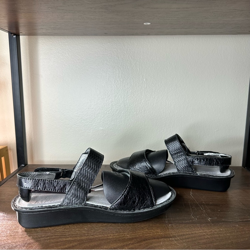 Alegria Black Leather Verona Sandals Sz 38 - Picture 2 of 7